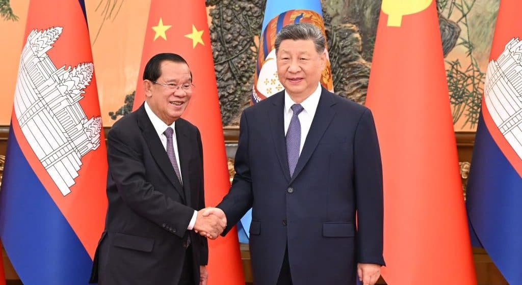 Xi Jinping, general secretary of the Communist Party of China Central Committee and Chinese president, meets with Cambodian People's Party President and Senate President Samdech Techo Hun Sen at the Great Hall of the People in Beijing, capital of China, on June 26, 2026. (Xinhua/Li Xiang)