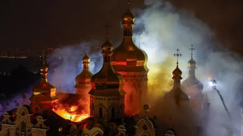 Russian strikes kill nine in Ukraine and damage historic cathedral, officials say