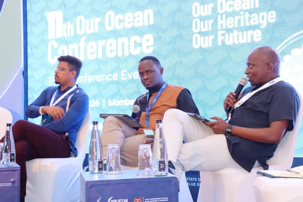 Bandari Maritime Academy (BMA) Chief Executive Officer Dr. Eric Katana (right) during 'Our Ocean Conference 2026'