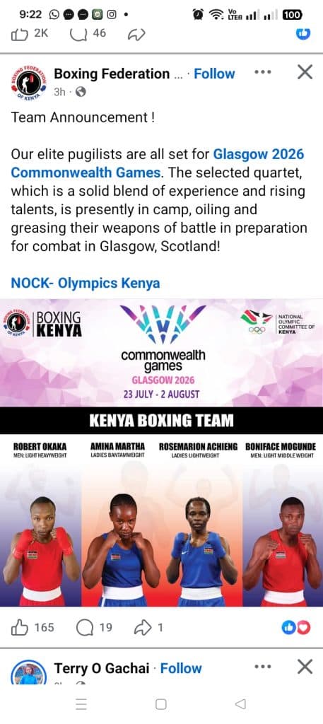 Kenya’s boxing quartet in camp, eyes set on Glasgow 2026 glory