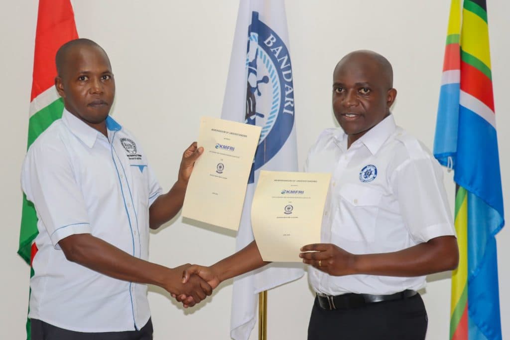BMA Chief Executive Officer Dr. Eric Katana and KMFRI Director General Dr. Paul Orina